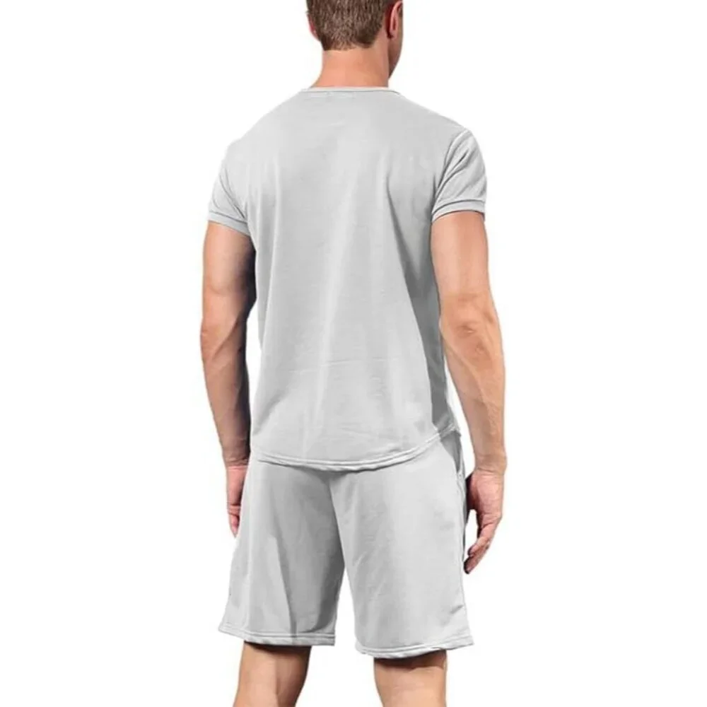 Men's Shirt and Shorts Set 2 Piece Outfits Fashion Summer Tracksuits Casual Spor